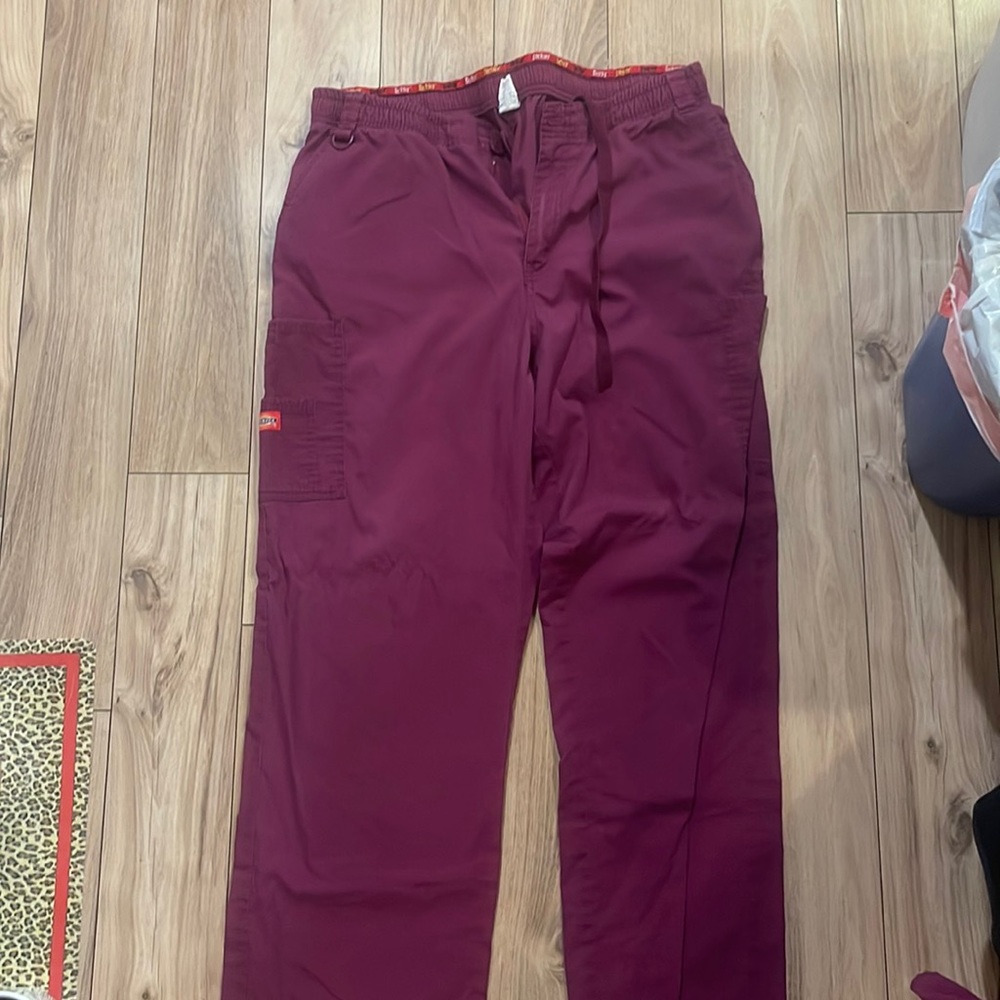 Dickies Mens Burgundy Scrub Pants